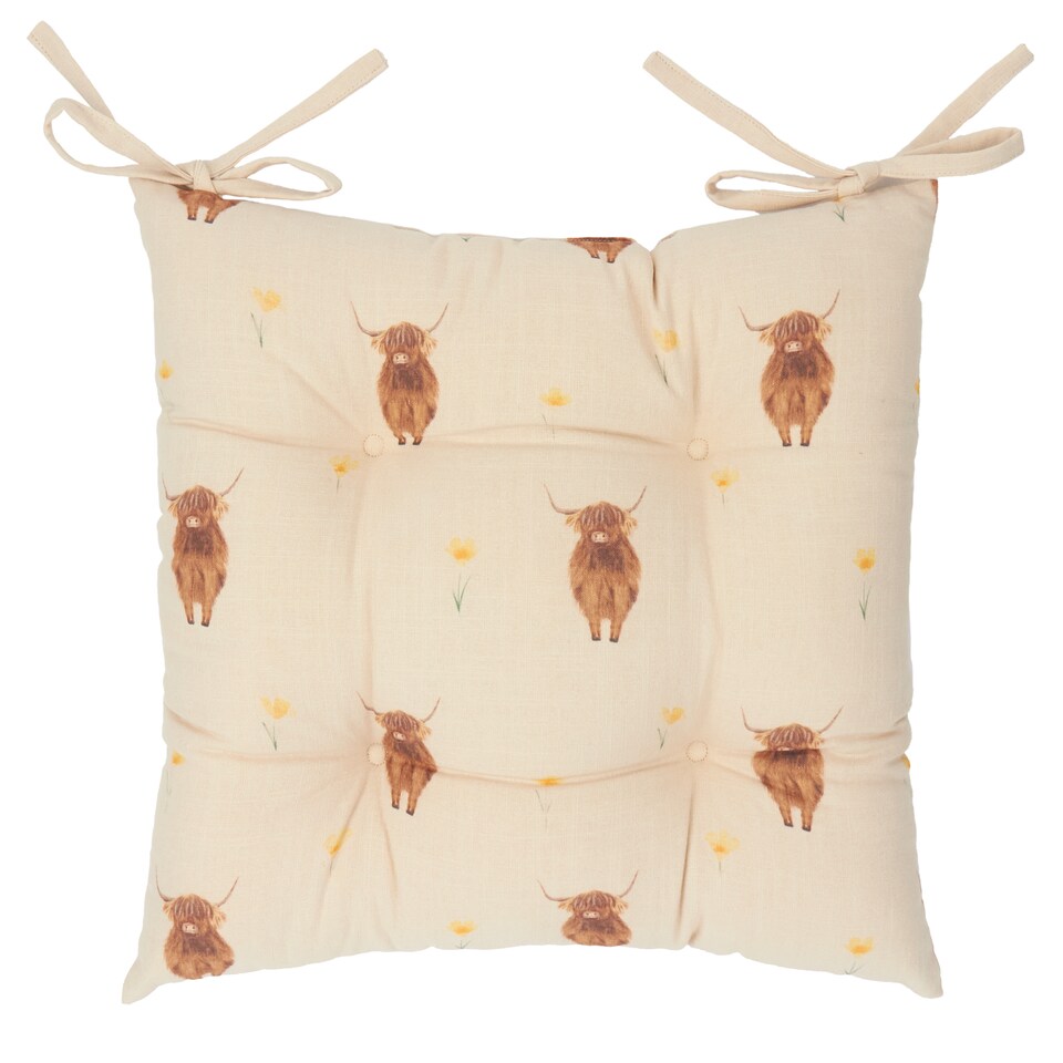 image 1 of Wylder Ramble Highland Cow 2 Pack Cotton Slub Seat Pads