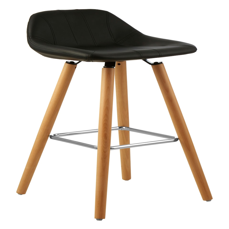image 1 of Interiors by Premier Black Faux Leather Bar Stool, Comfortable Seating Bar Stool with Back, Easy to Clean Kitchen Bar Stool