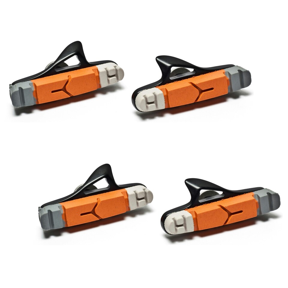 image 1 of AWE Set x 2 Black Cassette Road Brake Blocks/Pads Grey/Orange/White 55mm