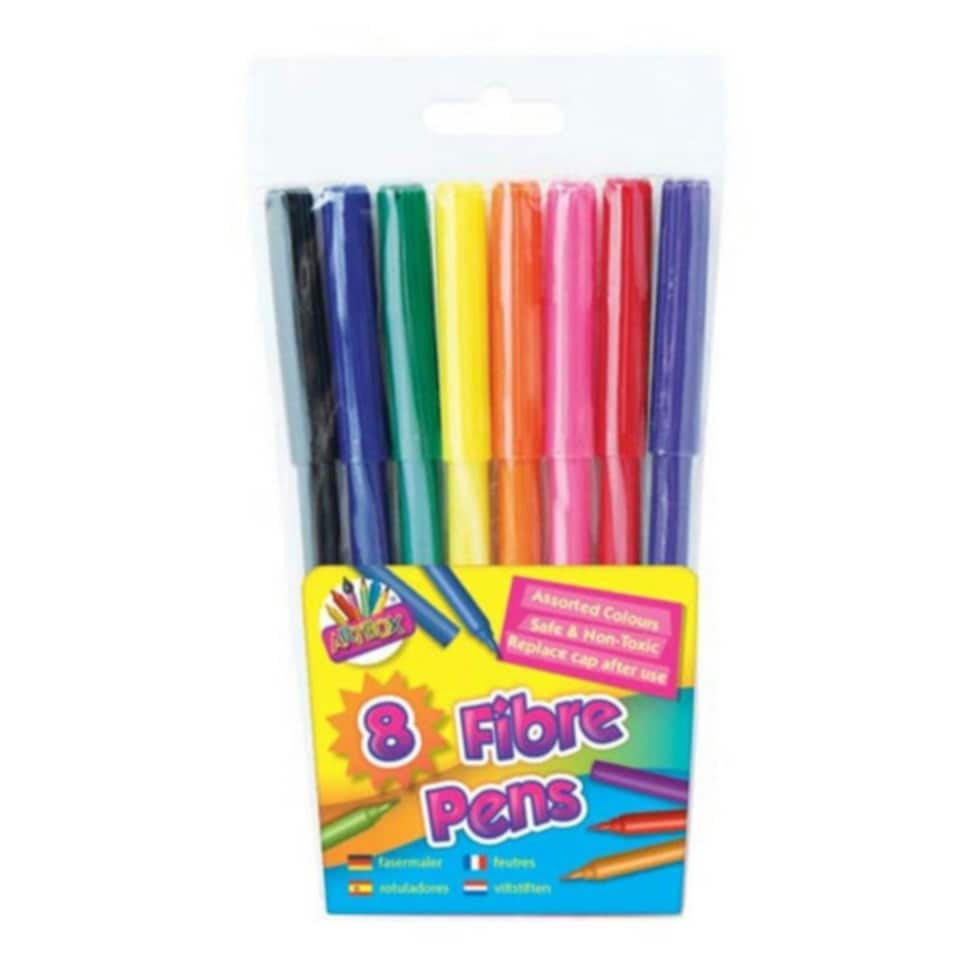 ArtBox 8 Fine Tip Fibre Colouring Pens - Multicoloured - One Size