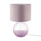 image 5 of Contemporary Lilac Ribbed Glass Table Lamp with Velvet Fabric Shade