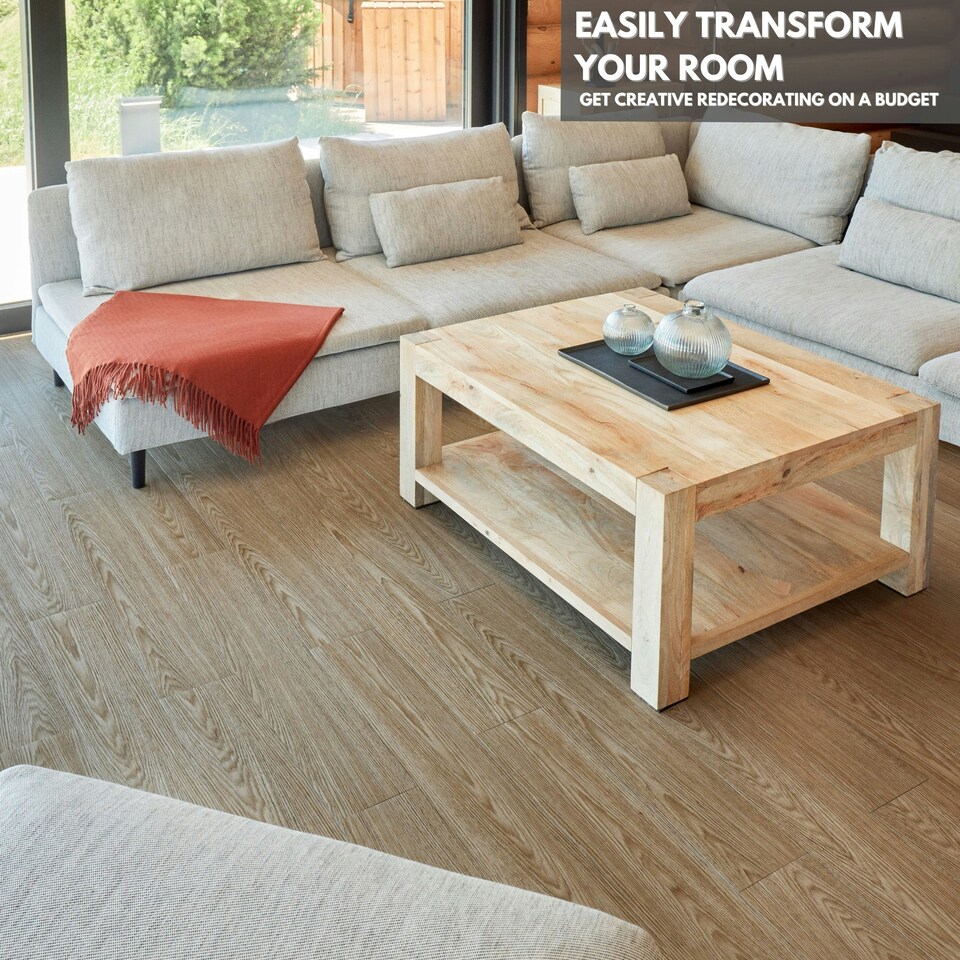 image 1 of NOVECRAFTO Self Adhesive Vinyl Floor Planks – Peel & Stick Flooring – Beige Grey Wood Effect – Easy DIY Installation – Durable & Waterproof Tiles | Brown | 0.97 sqm