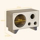 image 7 of PawHut Cat Scratcher Board Radio Shape Cardboard with Catnip, Natural Wood