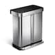 image 1 of Simplehuman 58L Recycling Rectangular Pedal Bin with Liner Pocket, Brushed Stainless Steel with Black Plastic Lid