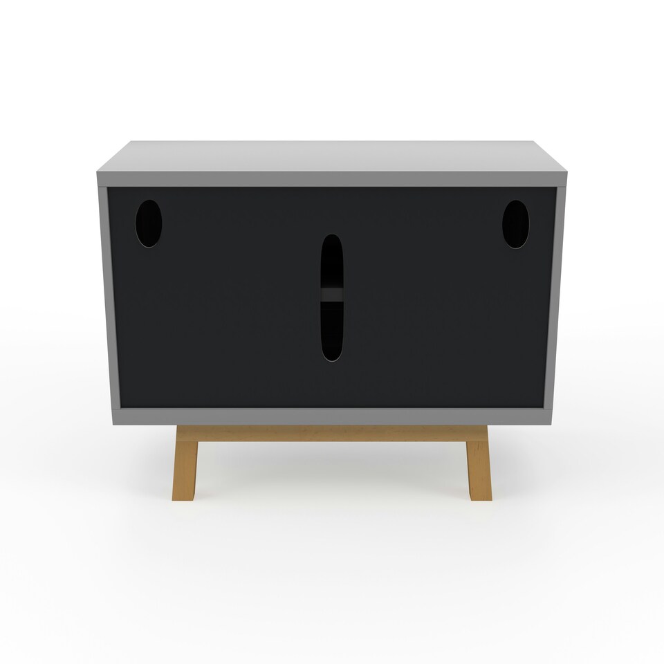 image 1 of Florence TV-Stand with 2 Doors & 1 Flap Grey/Oak Grey | Grey and Oak