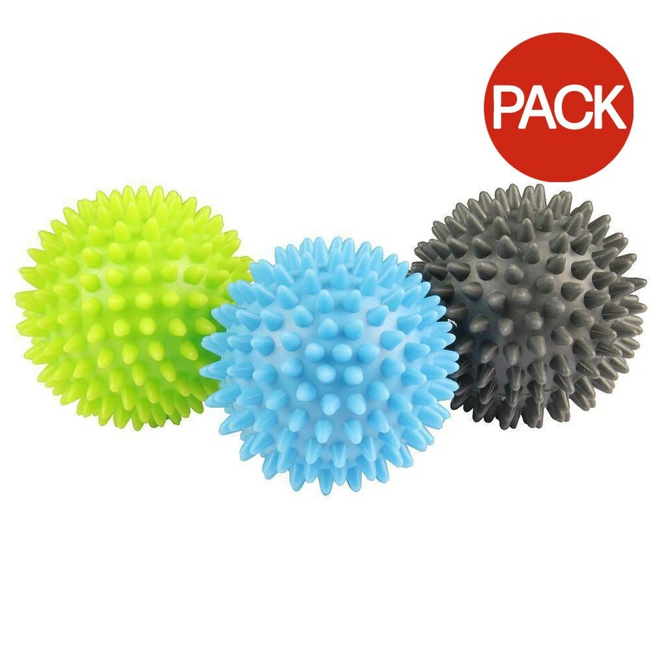 image 1 of Fitness Mad Spiked Massage Ball (Pack of 3) - Green/Grey/Light Blue - One Size