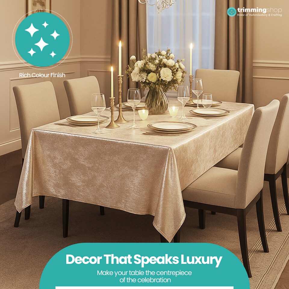 image 1 of Rectangle Crushed Velvet Table Cloth, Washable Table Cover - 70" x 144"