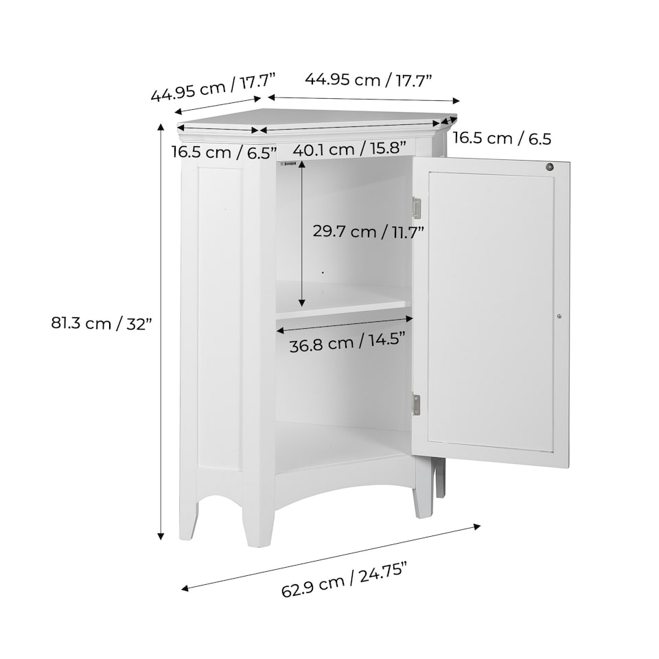 image 1 of Teamson Home Wooden Bathroom Corner Cabinet Standing White
