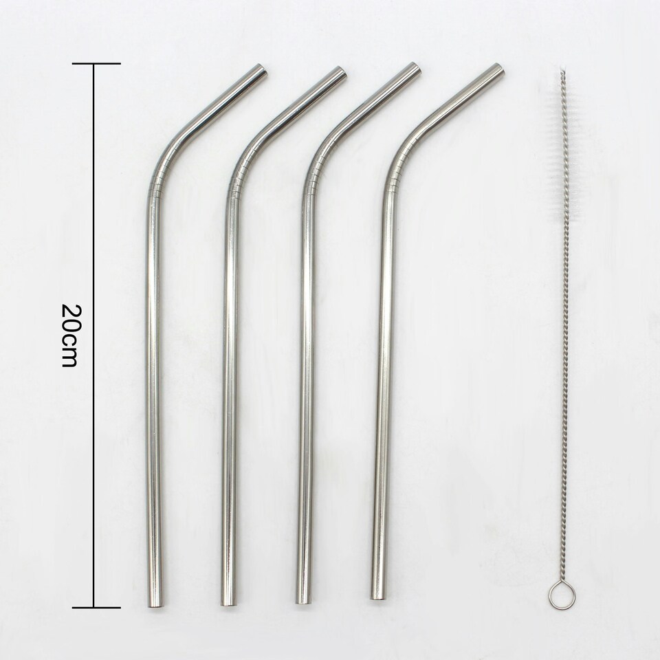 image 1 of Glim Glam Straws Drinks Set Brush Stainless Steel Rose Gold 60pcs