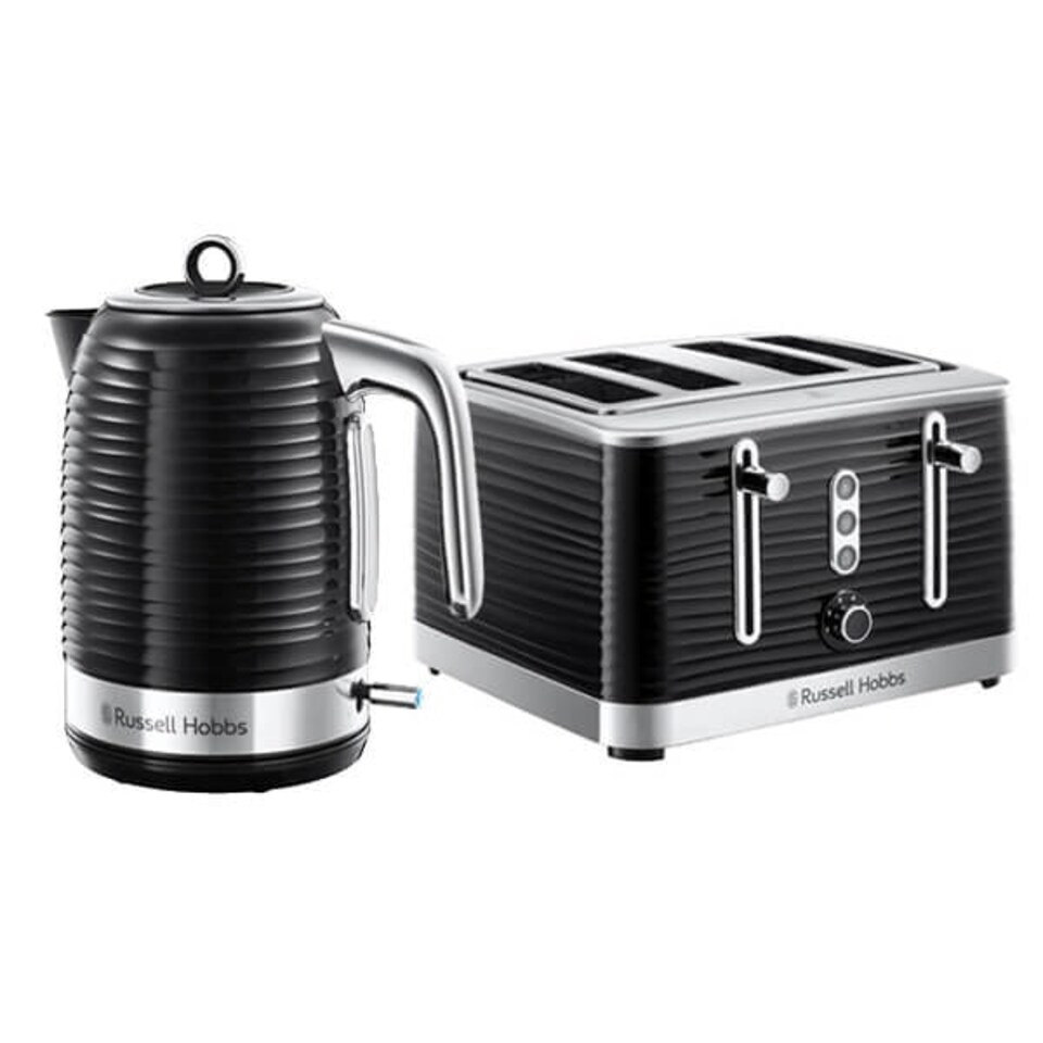 image 1 of Russell Hobbs Inspire Kettle & 4 Slice Toaster Set Black