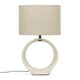 image 3 of ValueLights Tia Natural Hoop Ceramic Bedside Table Lamp with a Fabric Lampshade - Bulb Included