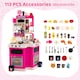 image 7 of COSTWAY Kids Kitchen Playset Corner Play Kitchen with Realistic Sounds-Pink