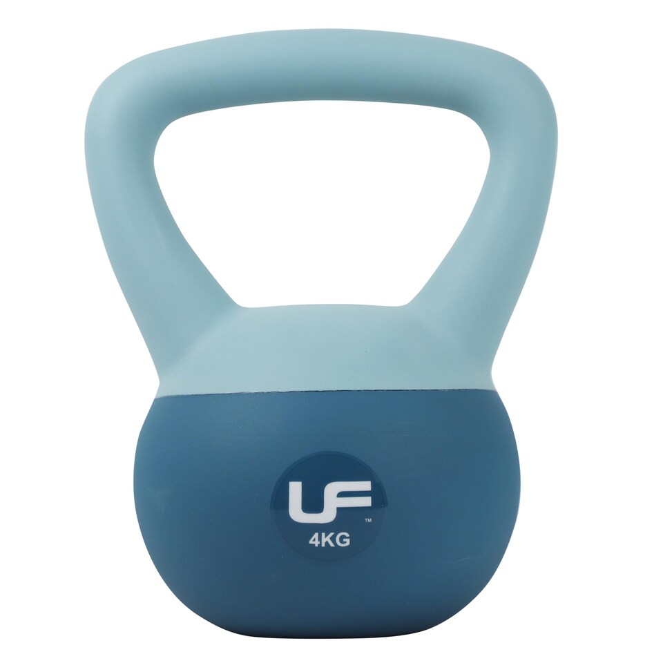 image 1 of Urban Fitness Dual Soft Kettlebell, Soft-Touch Base For Floor Protection, Comfortable Grip Design For Strength Sraining And Home Workouts, Durable Shell, 4kg, Blue