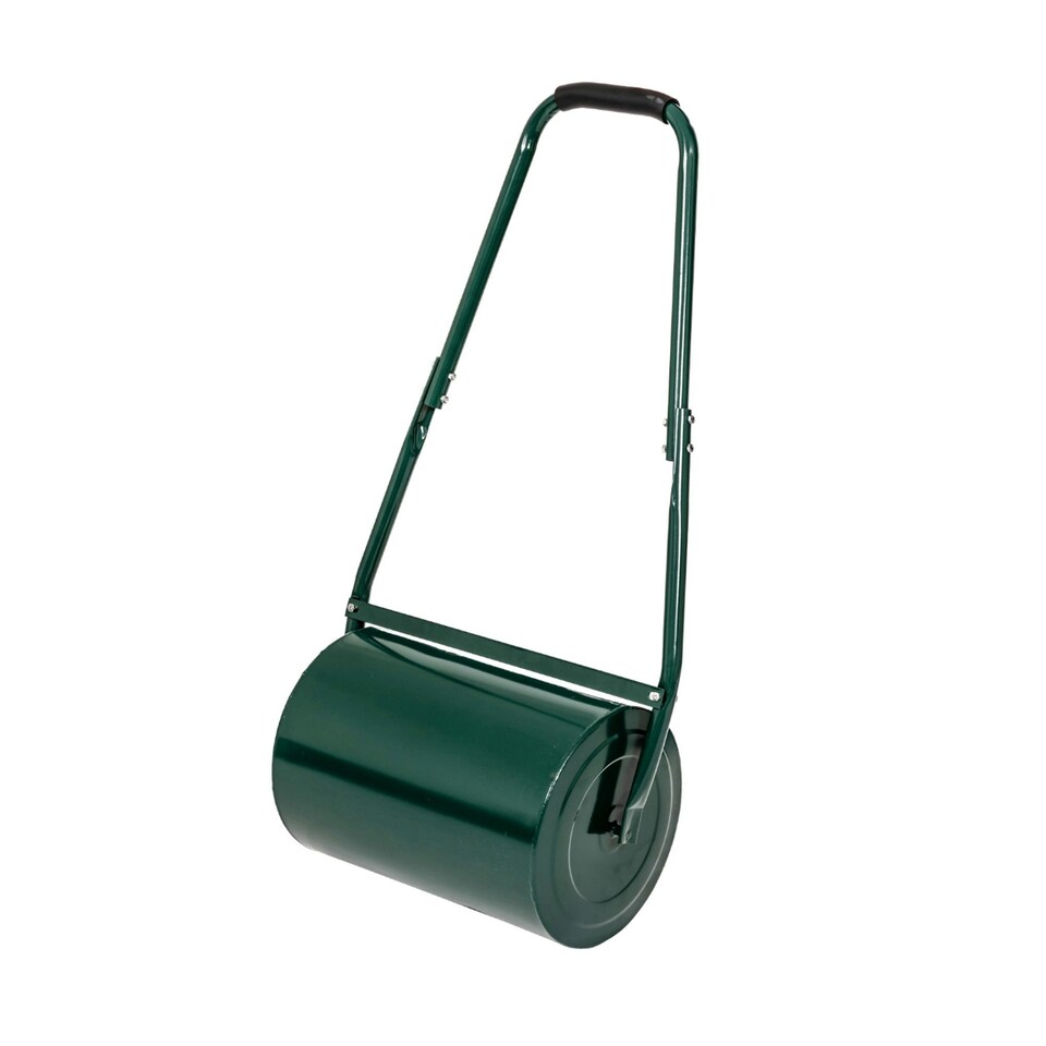 image 1 of Oypla Galvanised Garden Steel Lawn Roller 30 Litre Drum Scraper Bar & Collapsible Handle Create a Lawn Worthy of a Bowls Green