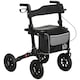 image 1 of HOMCOM Folding Rollator Walker with Padded Seat, Backrest, Lightweight Walking Frame with Storage Bag, Dual Brakes, All-terrain Wheels, Adjustable Handle Height, 4 Wheeled Walker for Seniors, Black