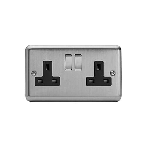 Varilight XS5DB 13A Switched Socket Black 2-Gang in Grey