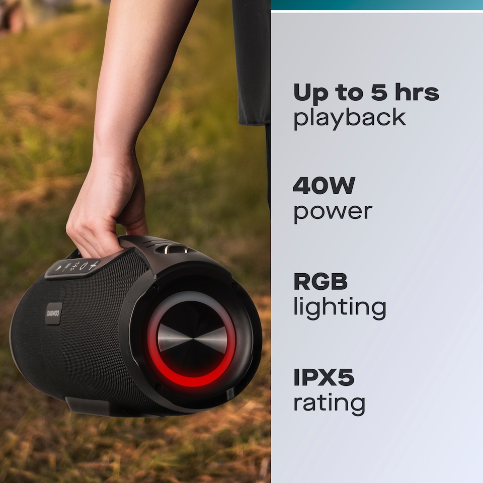 image 1 of Daewoo Boom Beat Pro 40W Bluetooth Boombox Speaker IPX5
