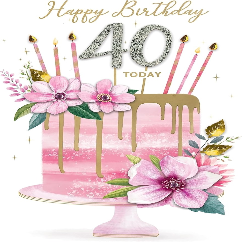 image 1 of Embellished Cake 40th Birthday Card