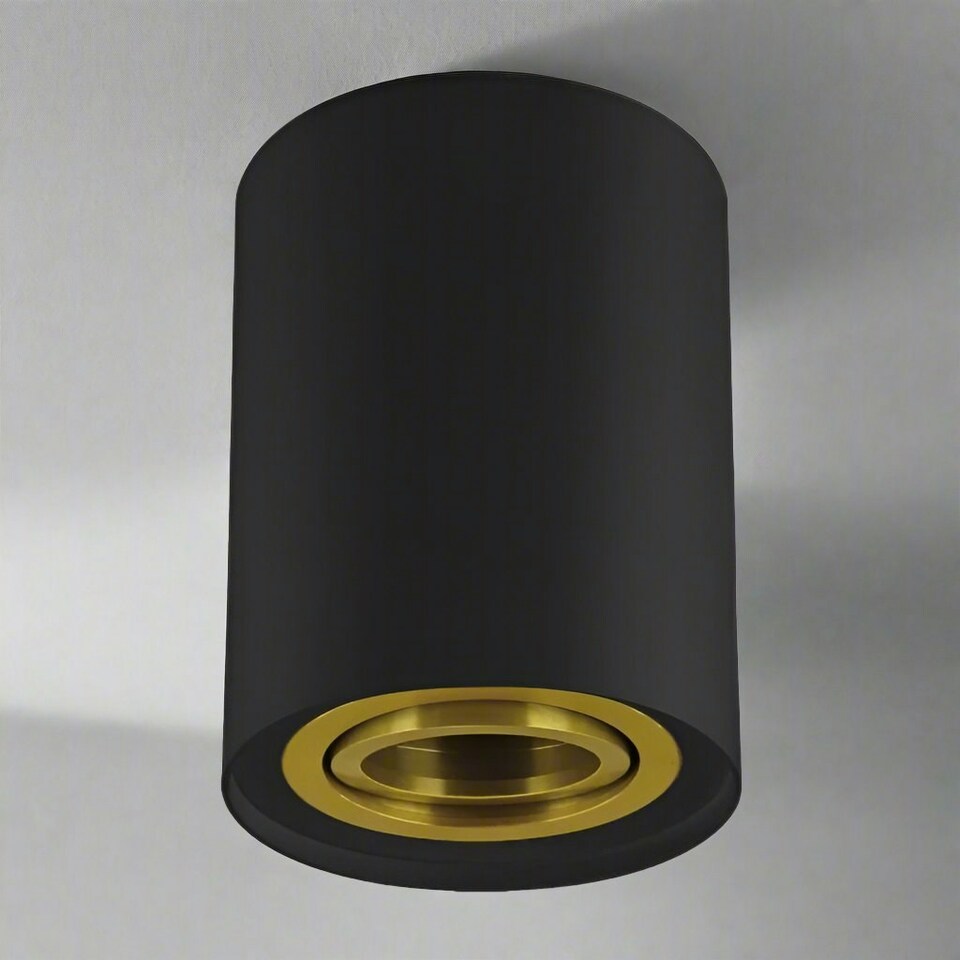 image 1 of CGC PRINCE Black GU10 Adjustable Surface Ceiling Downlight Flush Spot light with Gold Bezel Black