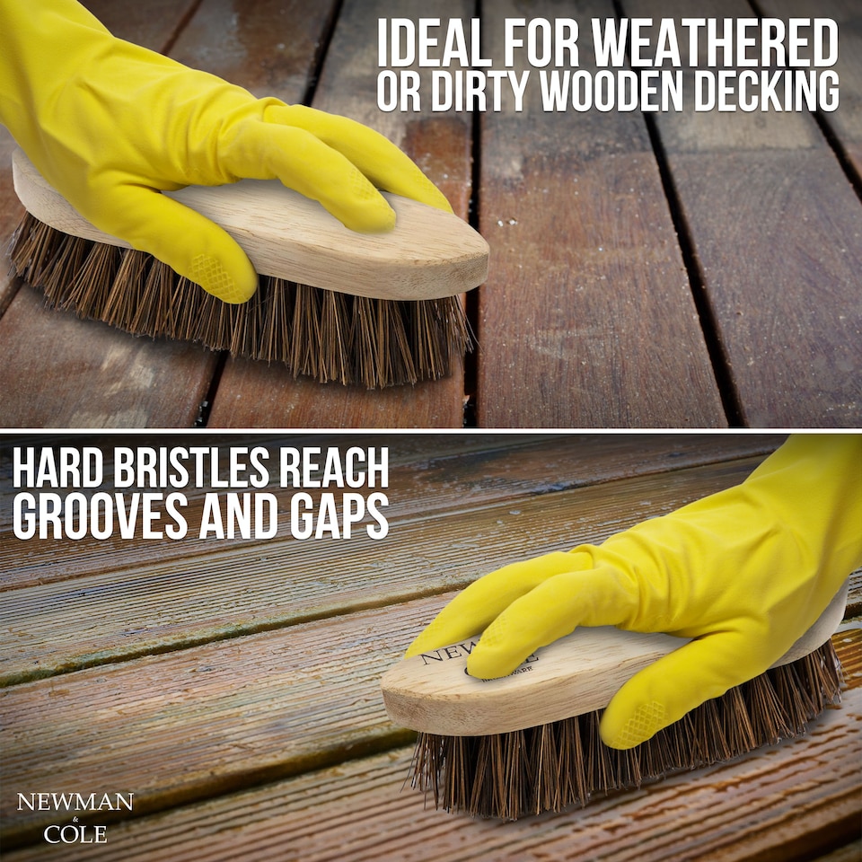 image 1 of Wooden Scrubbing Brush Heavy Duty Hand Scrubber with Stiff Natural Bassine Bristles