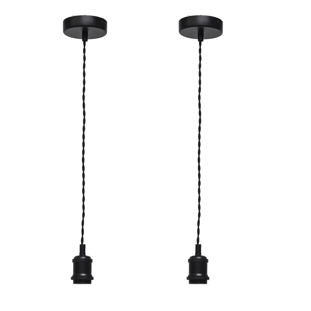 First Choice Lighting Set of 2 Flex - Black Retro Ceiling Pendant Flex Kits