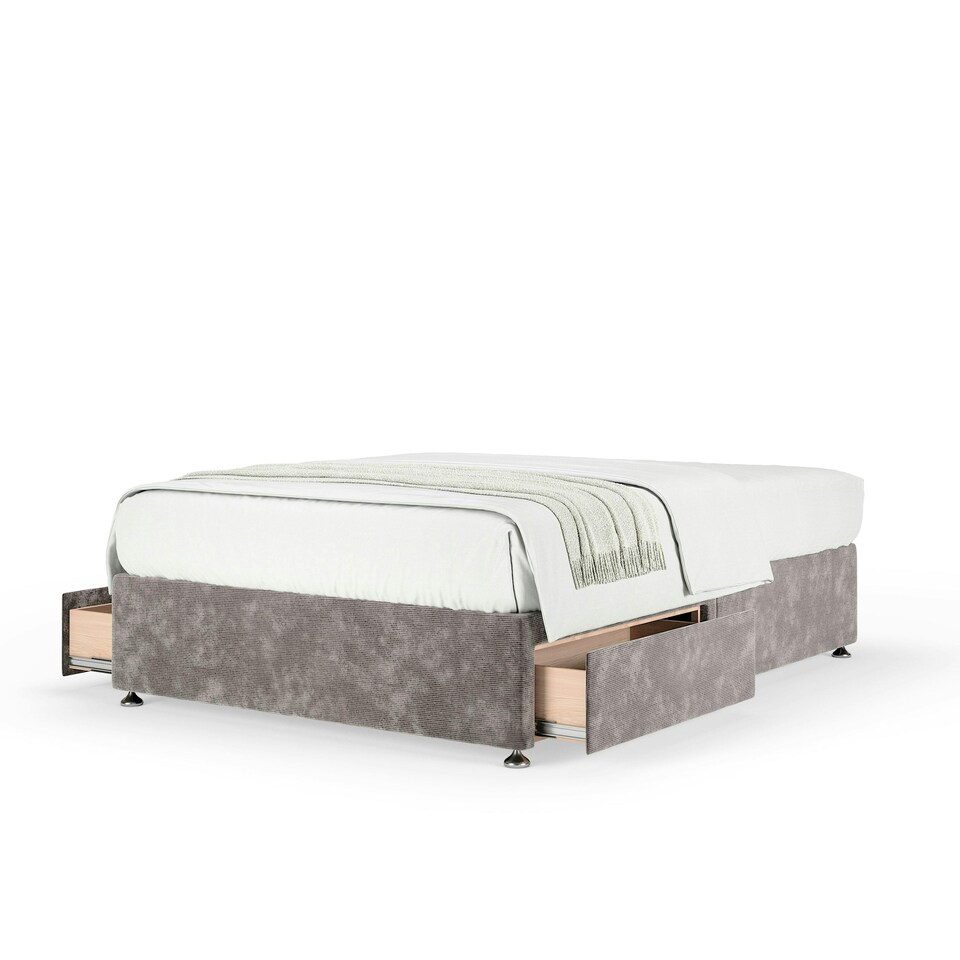 image 1 of Memory Maestro Memory Foam Silver Chenille 2 Drawer Divan Set King Size