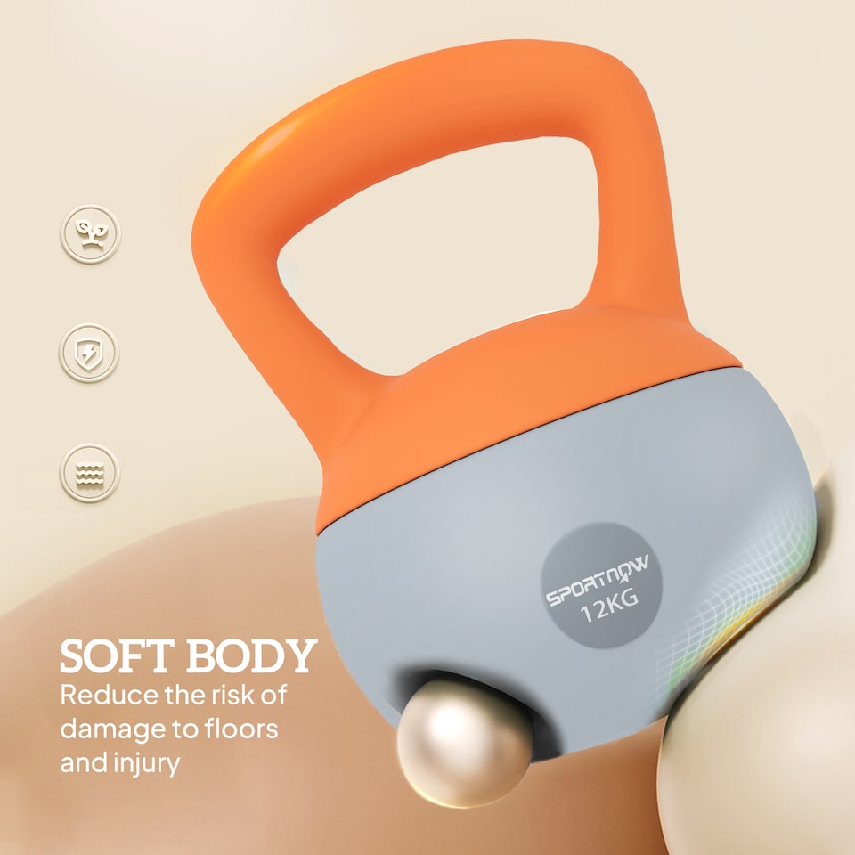 image 1 of SPORTNOW Kettlebell with Soft Body and Non-Slip Handle | Orange | Orange and Grey