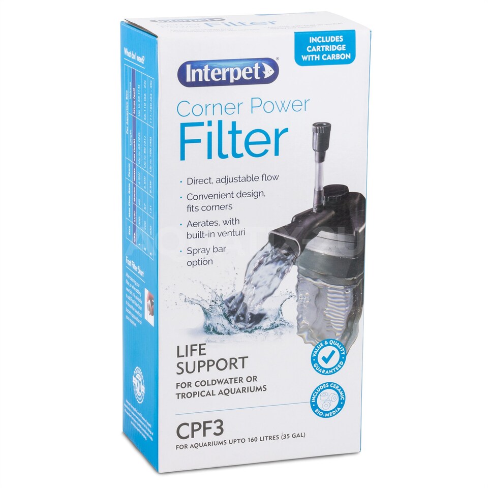 image 1 of Interpet Corner Power Internal Filter For Aquariums Fish Tank Filtration - CPF3