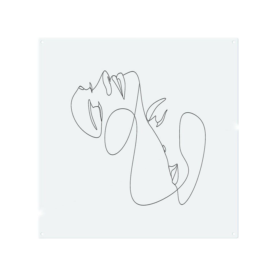 image 1 of Man and woman touch by one line Designer Splash Back | White
