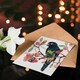 image 4 of Greeting Card Parrot Perched on Fruit Tree Branch Watercolour Birthday