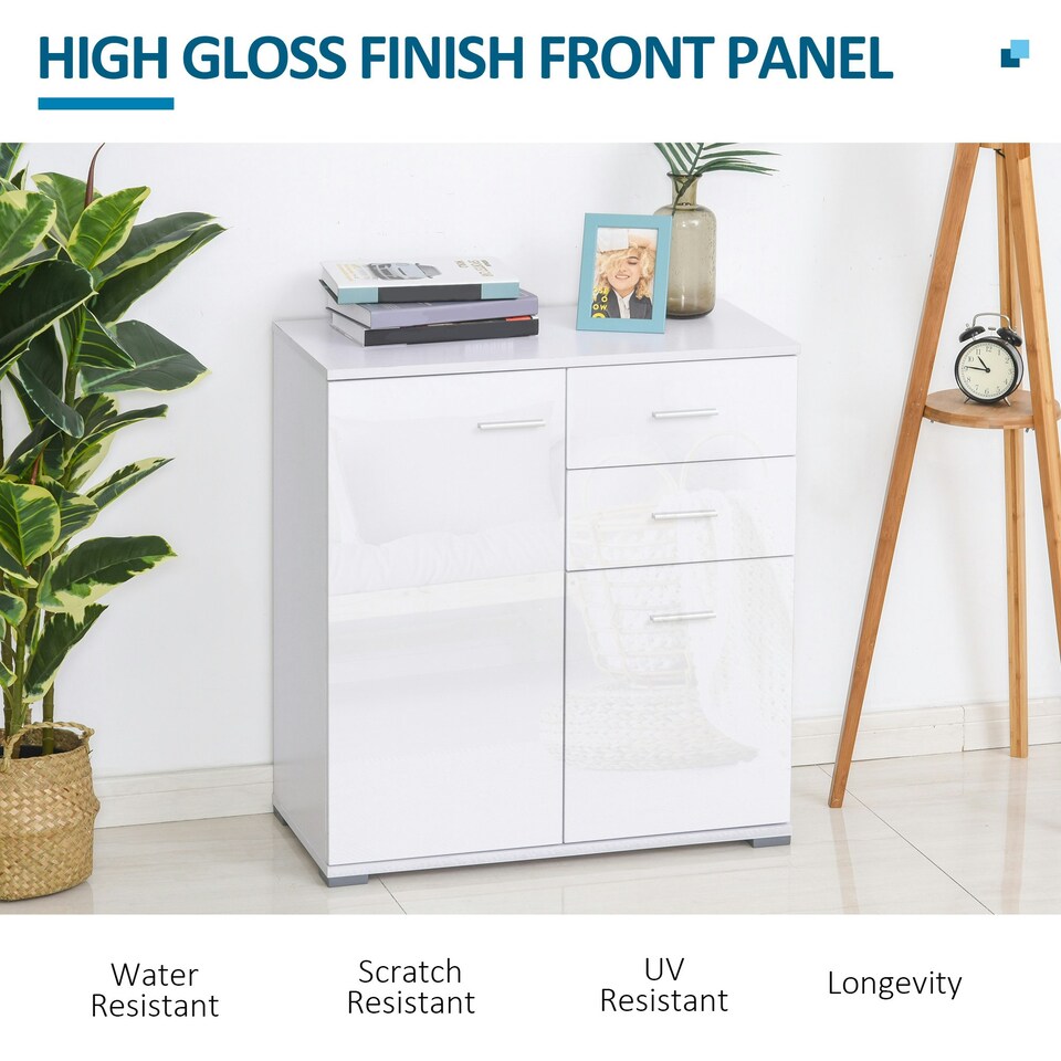 image 1 of HOMCOM Cabinet Sideboard Cupboard Buffet Solo High Gloss Front Face