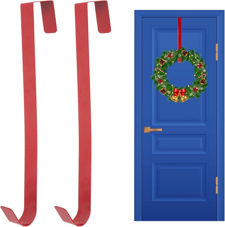 image 1 of 38Cm Metal Wreath Hanger Red - Adds a Festive Touch to Any Door