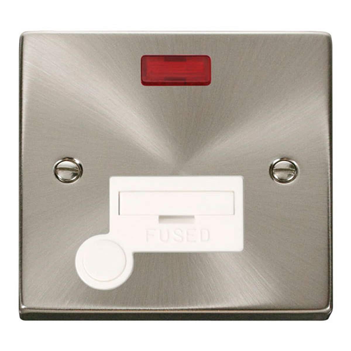 SE Home Satin / Brushed Chrome 13A Fused Connection Unit With Neon With Flex in Metallic Silver