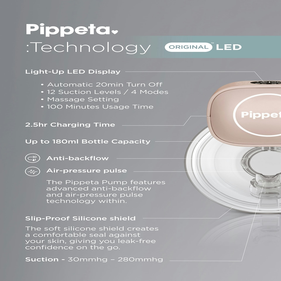 image 1 of Pippeta LED Wearable Hands Free Breast Pump - Ash Rose - 2 Pack