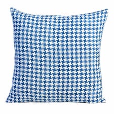Homescapes Houndstooth Cotton Cushion Cover Blue - 60 x 60 cm | Blue | Blue | 60 x 60 cm