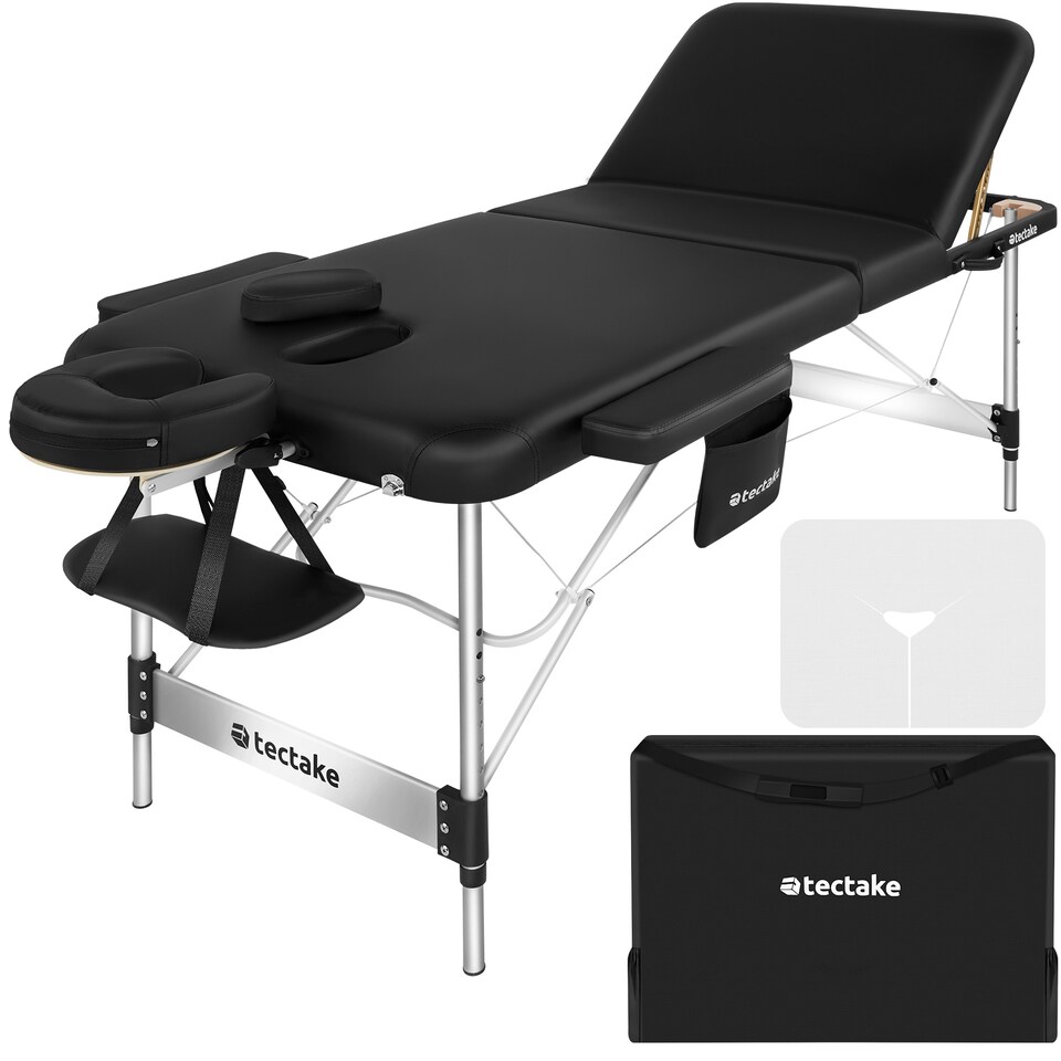 image 1 of Massage Table Ko Tao - 3 zones, 78cm wide, aluminium frame, folding, carry bag | Black | black | 1