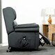 image 7 of Oakford Single Motor Rise Recliner Bonded Leather Wingback Chair (Slate)
