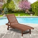 image 2 of Outsunny Wooden Sun Lounger Outdoor Patio Sun Bed w/ Pull-out Table