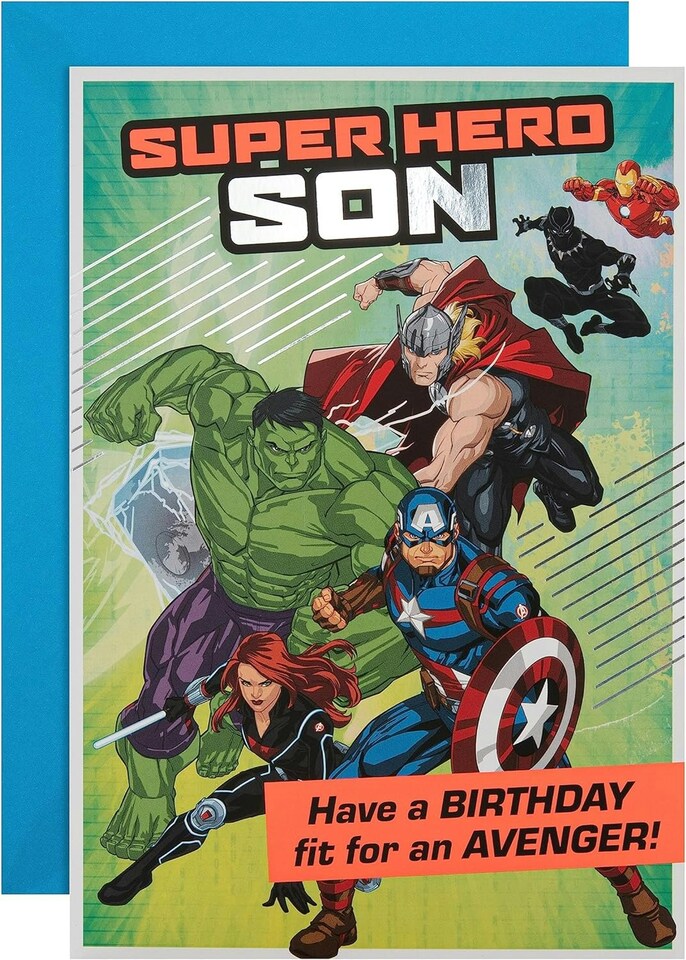 image 1 of Marvel Superheroes Design with Activity Son Birthday Card