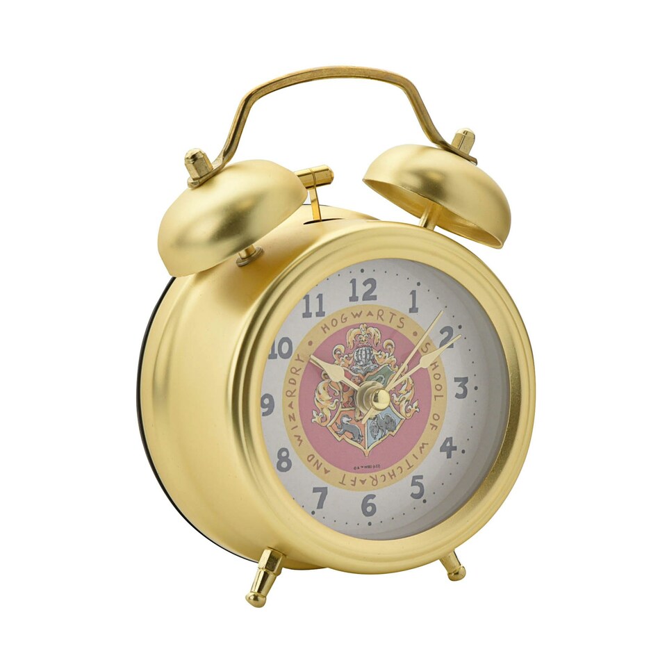 image 1 of Harry Potter Charms Alarm Clock - Hogwarts Crest Gold