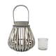 image 4 of JVL Luna Natural Bulb Shaped Willow Wood Lantern With Wooden Handle, Grey Wash