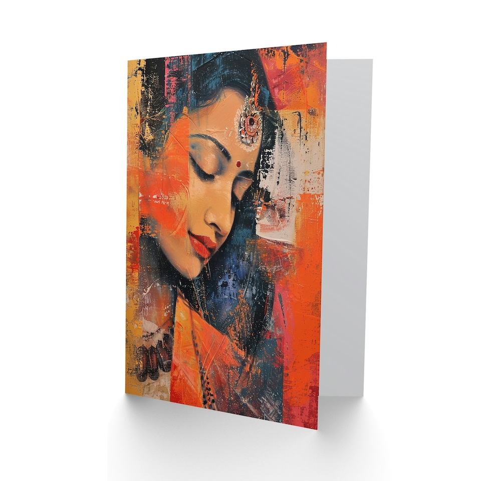 image 1 of Young Indian Woman Portrait Modern Beauty Him Her Birthday Card