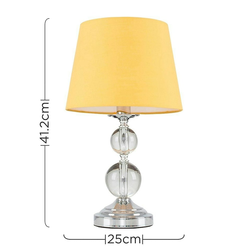 image 1 of ValueLights Gatto Dimmable Polished Silver Table Lamp with Small Yellow Tapered Shade and E14 Candle LED 5W Warm White 3000K Bulb
