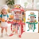 image 7 of Realistic Kitchen Play Set for Toddlers Steaming Spray Lights Cooking Sounds Pretend Role Play (Pink)