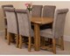 image 2 of Hampton 120-160cm Oak Extending Dining Table and 6 Washington Fabric Chairs | Grey | Grey
