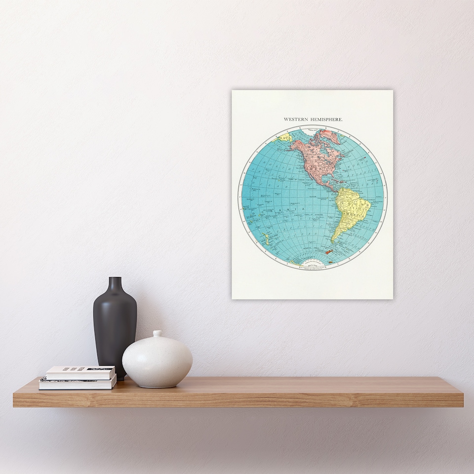 image 1 of Western Hemisphere 1908 Map Rand McNally Vintage Wall Art Poster Print 12X16"
