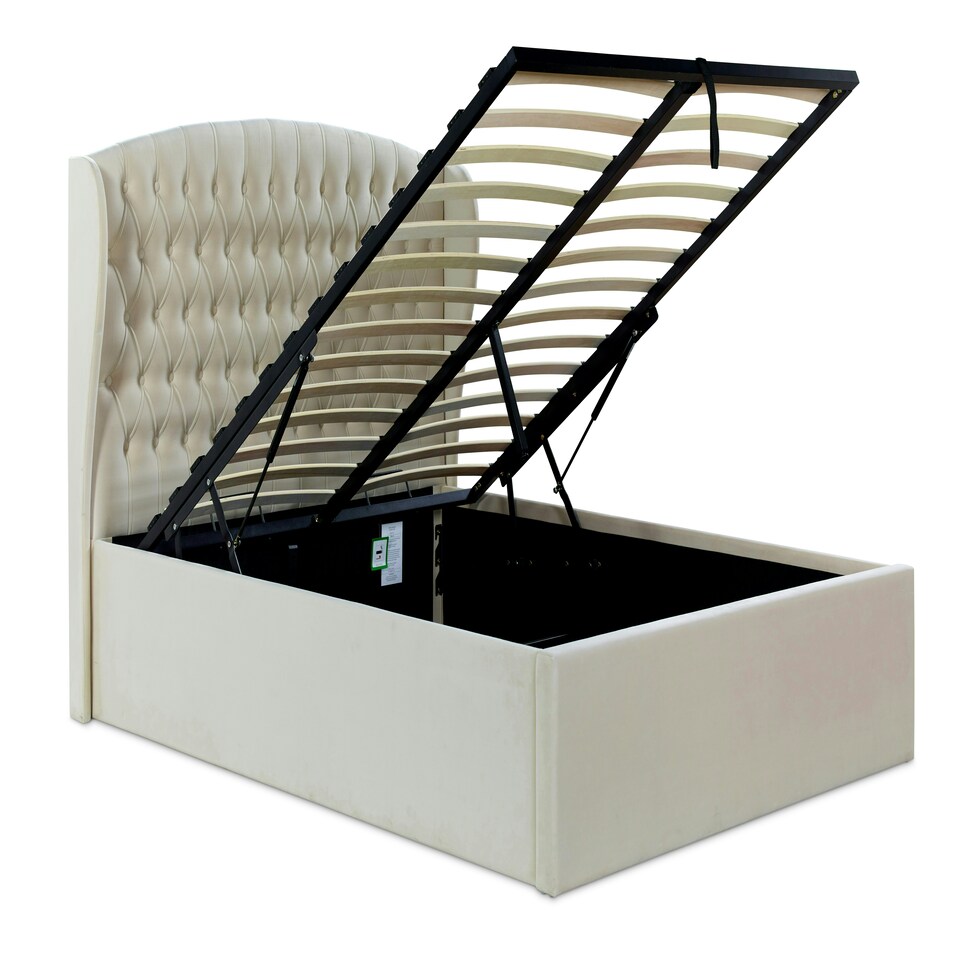 image 1 of Warwick Natural Velvet Ottoman Bed And Quartz 1000 Pocket Sprung Mattress Double N/A