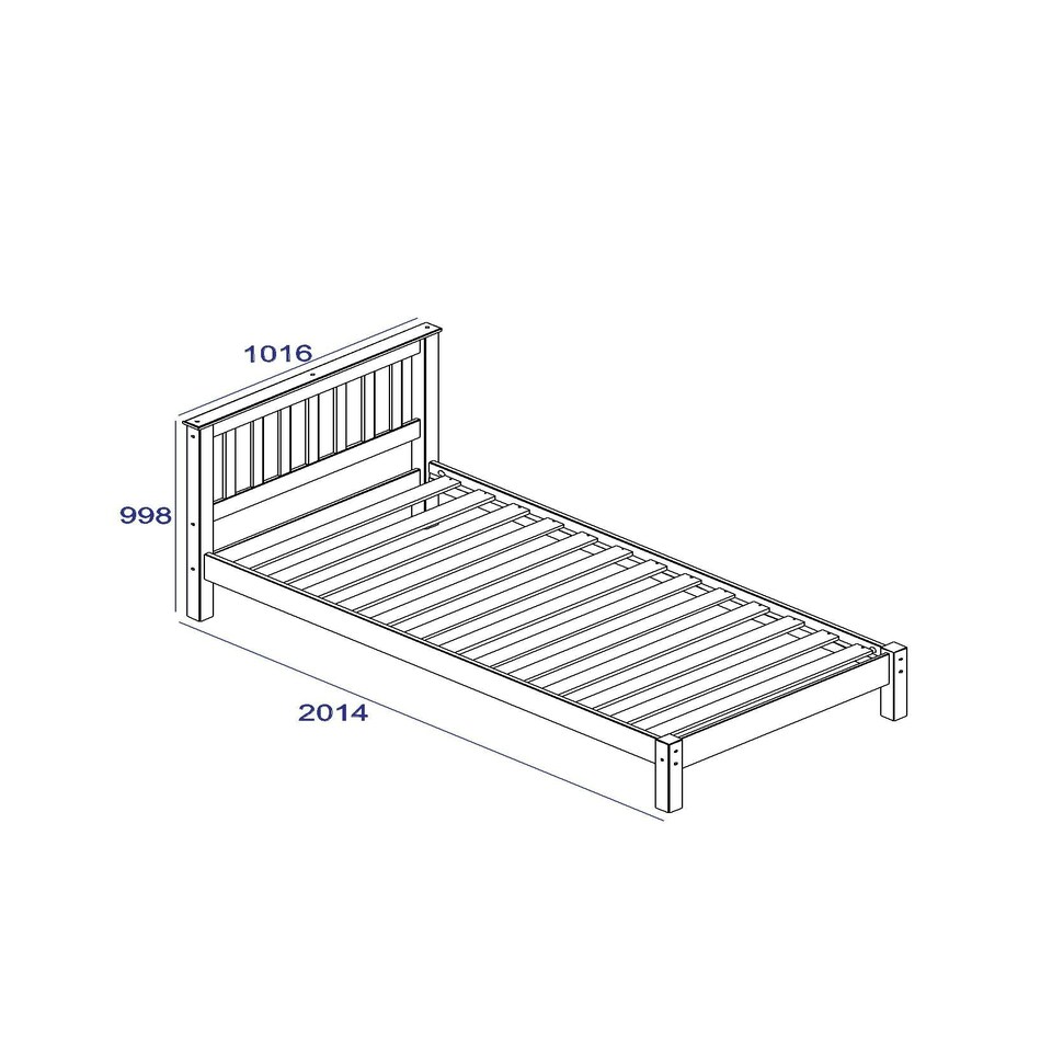 image 1 of Core Products Corona Grey, 3'0" Slatted Lowend Bedstead H100cm x W101.6cm x D201.5cm