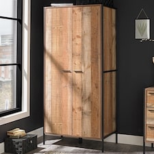 Hoxton 2 Door Wardrobe - Wood - L52 x W83.8 x H180 cm - Distressed Oak Effect | Brown