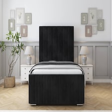 Sloomy Radcliffe Black Naples Bed Frame With Mattress With 50" Upholstered Headboard 2'6 Small Single